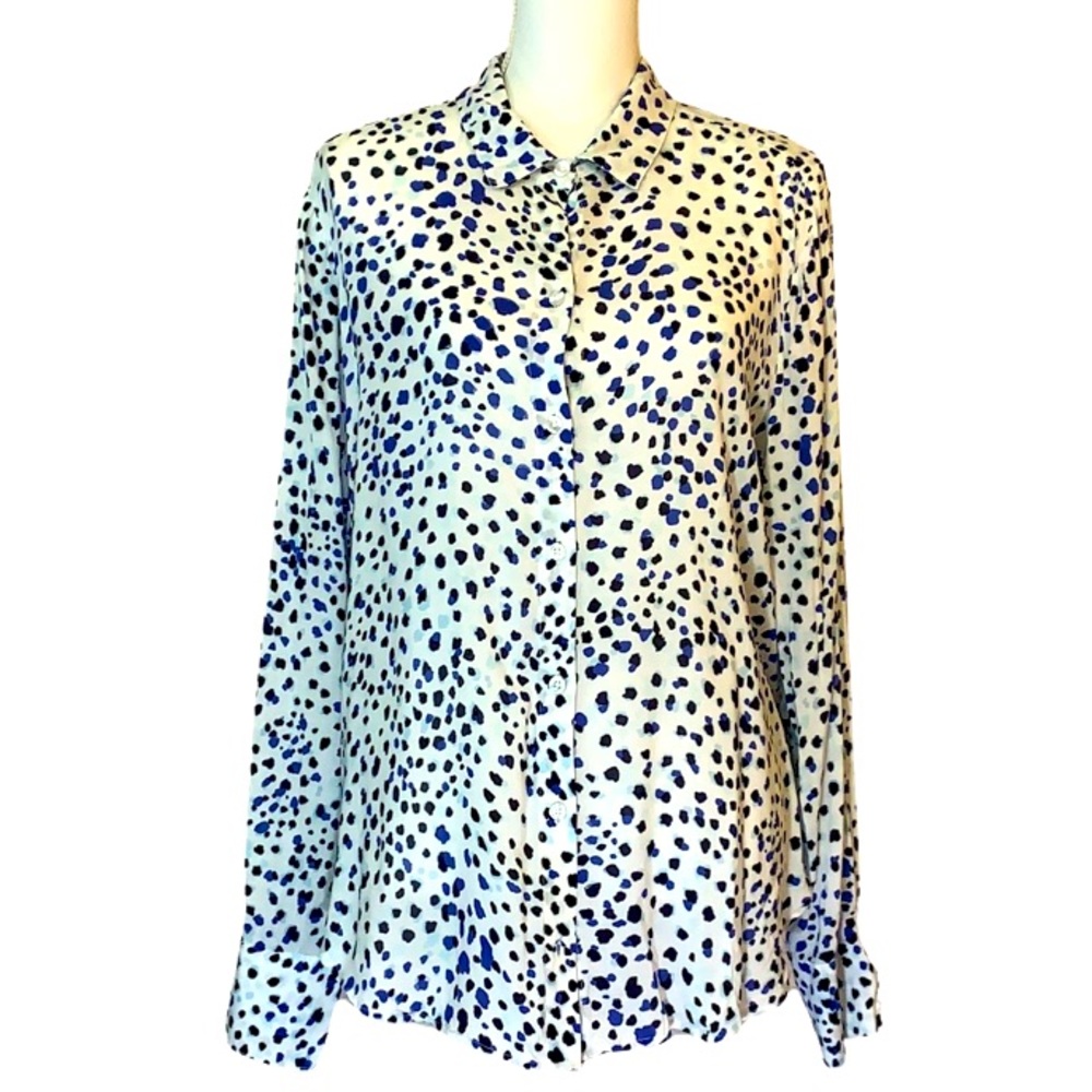 Cloth & Stone Black/blue/white Leopard spot Rayon top